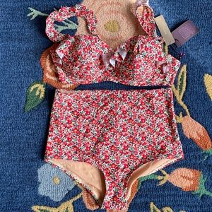J. Crew Liberty Floral two piece swimsuit 34B Small NWT